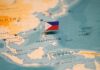 Map of Southeast Asia with a small flag of the Philippines