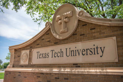 Sign for Texas Tech University displayed at the campus entrance