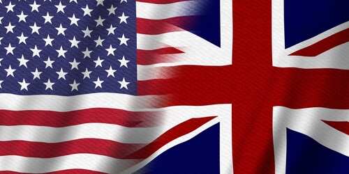 Flags of the United States and the United Kingdom displayed together