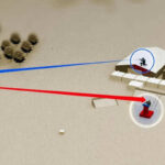 Diagram of sniper and target positions with lines of sight.