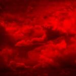 A dramatic sky filled with red clouds