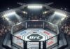 UFC octagon surrounded by a crowd in a sports arena