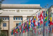 Rogue City Hall Courts Iran — DC Slams Brakes United Nations building with numerous flags displayed