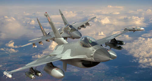 Szczecin,poland-october,2020:lockheed,Martin,F-16,Of,The,Polish,Air,Force,In Two military fighter jets flying in formation above the clouds