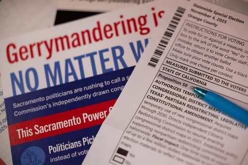 Fullerton,,California,,Usa,-,October,28,,2025:,A,Pen,Lays Close-up of election materials including a ballot and informational flyers